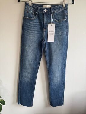 Risen Jeans High Rise Straight Crop Raw Hem Jeans Size 25 NWT